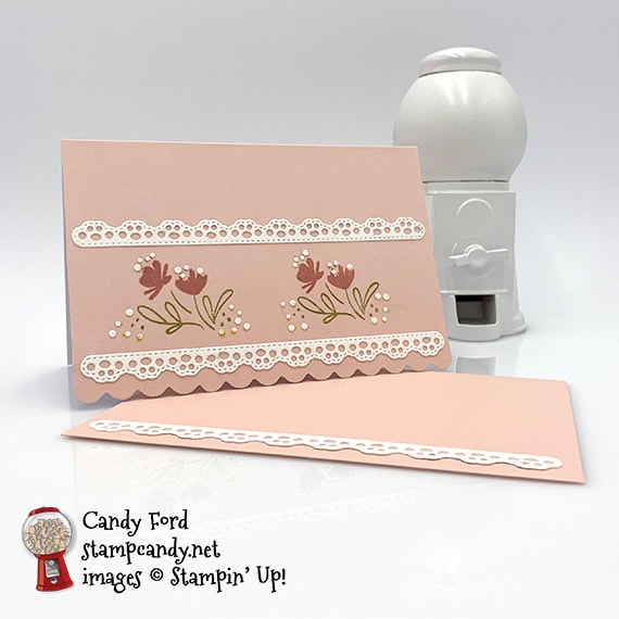 Scalloped Note Card & Envelope, Delightful Day stamp set, and Arts & Crafts Dies from Stampin' Up! made by Candy Ford #stampcandy