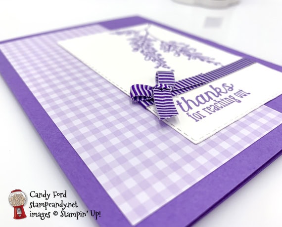 Stampin' Up! Soft Spring Host Set & Stitched Rectangle Dies were used to make this handmade card by Candy Ford of Stamp Candy
