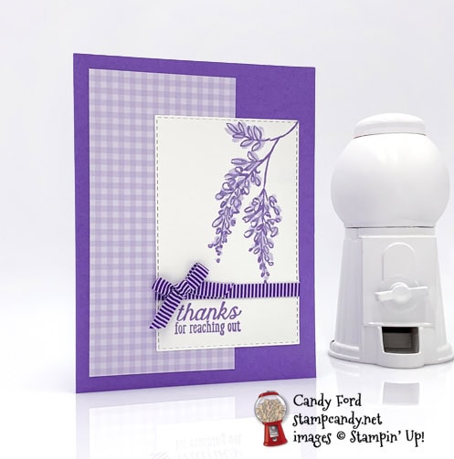 Stampin' Up! Soft Spring Host Set & Stitched Rectangle Dies were used to make this handmade card by Candy Ford of Stamp Candy