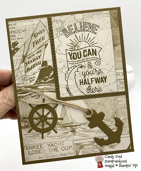 Sailing Home stamp set, Smooth Sailing Dies, and Come Sail Away Designer Series Paper by Stampin' Up! Card made by Candy Ford of #stampcandy