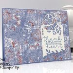 Stampin' Up! Bloom & Grow stamps, Botanical Tags dies, Woven Thread DSP handmade thank you card by Candy Ford of Stamp Candy