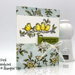 Stampin' Up! Free As A Bird stamps yellow birdies on Bird Ballad DSP handmade card by Candy Ford of Stamp Candy