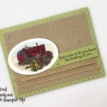 Heartland and All Wired Up stamp sets, Layering Ovals Dies, Burlap Ribbon, Stampin' Blends alcohol markers, heat embossing. Just a Note card made by Candy Ford for OSAT Blog Hop. #stampcandy