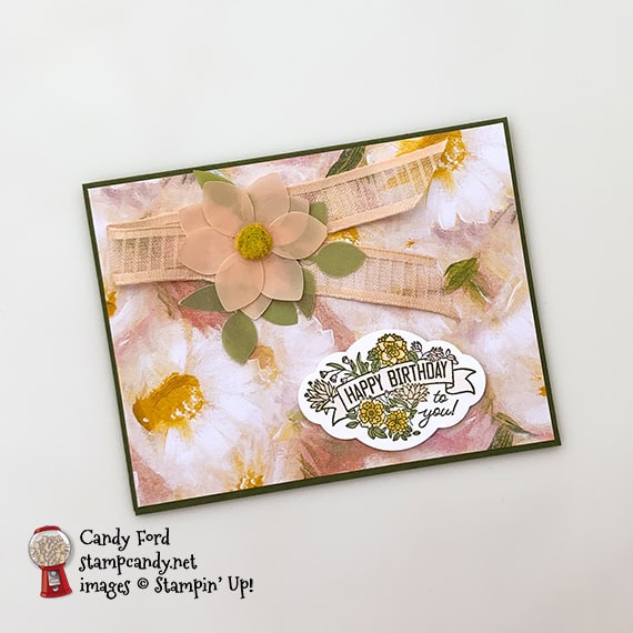 Perennial Essence suite, Label Me Pretty stamp set, Pretty Label Punch, Detailed Trio PUnch fro Stampin' Up! Card made by Candy Ford for ICS Blog Hop July 2019 #stampcandy