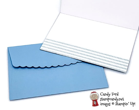 Stampin' Up! A Little Lace on scalloped notecards Just a Note to Say Hello card by Candy Ford of Stamp Candy