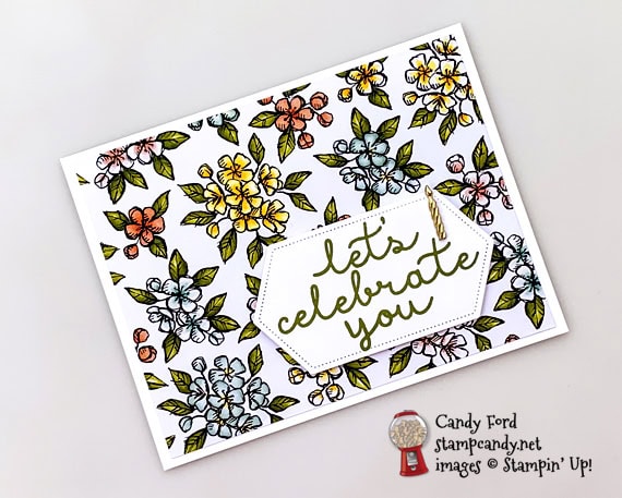 Stampin' Up! Bird Ballad DSP Nexted Lavel Dies and Bloom and Grow stamps handmade by Candy Ford of Stamp Candy