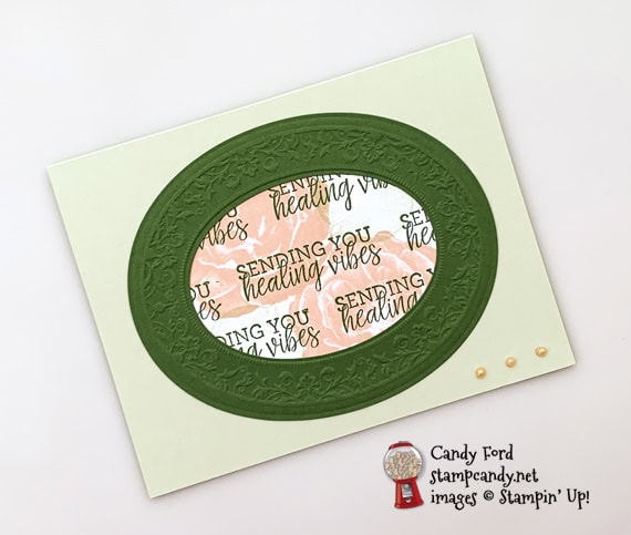 Stampin' Up! Healing Hugs stamps and Heirloom Frames handmade card made by Candy Ford of Stamp Candy