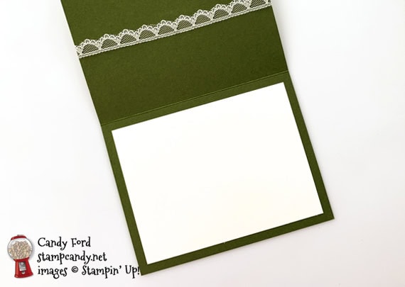 Stampin' Up! Here's a Card stamp set and Petals Labels Dies with Shimmer Detailed Laser Cut Paper card by Candy Ford of Stamp Candy