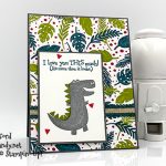 Dino Days bundle and Dioraur DSP handmade card by Candy Ford of Stamp Candy