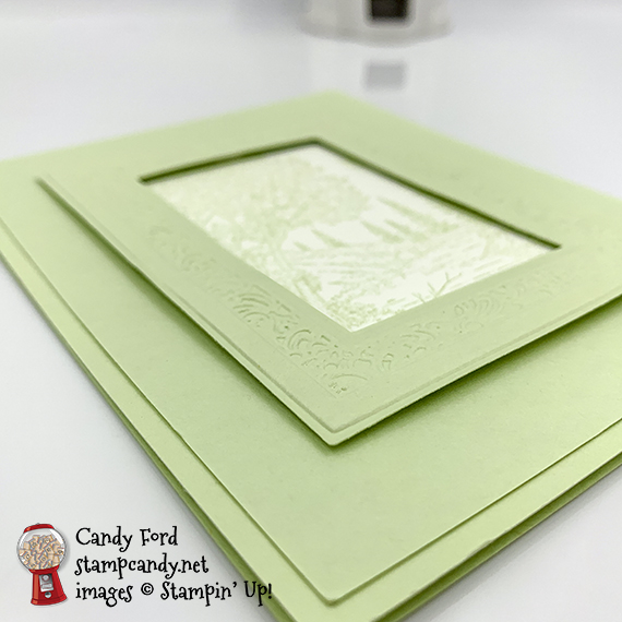 Peaceful Place stamp set and Heriloom Frames Dies %v 3D Embossing Folders from Stampin' Up! Vacation themed card made by Candy Ford for the InKing Royalty Blog Hop #stampcandy