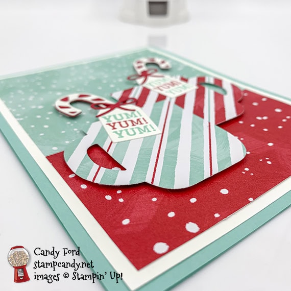 Cup of Christmas bundle yum card. Stampin' Up! Candy Ford #stampcandy