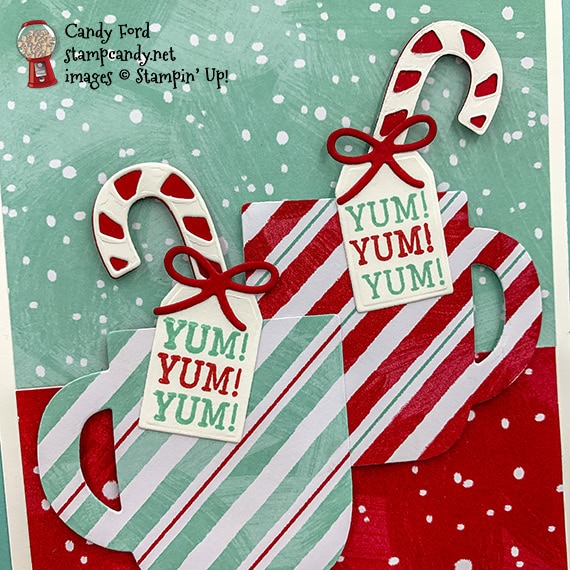 Cup of Christmas bundle yum card. Stampin' Up! Candy Ford #stampcandy