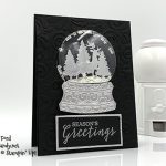 Stampin' Up! Still Scenes Bundle (Still Scenes stamp set and Snow Globe Scenes Dies,) Snow Globe Shaker Domes, Snowflake Sequins, Season's Greetings card made by Candy Ford #stampcandy