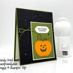 Harvest Hellos bundle, Ornate Frames, Layered Leaves 3D embossing folder, Monster Bash Enamel Shapes, Magnolia Lane Ribbon Combo Pack from Stampin' Up! #stampcandy