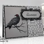 The Raven stamp set, Ornate Frames Dies, and Monster Bash paper from Stampin' Up! Happy Halloween card made by Candy Ford #stampcandy