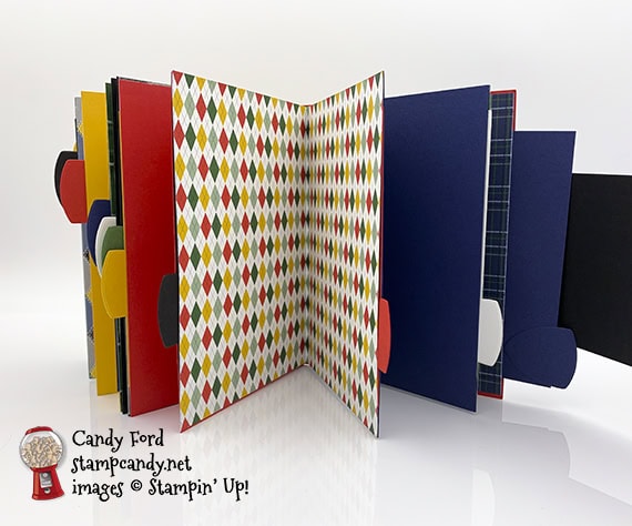 Stampin' Up! Country Club suite happy birthday mini scrapbook gift idea for golfer by Candy Ford of Stamp Candy