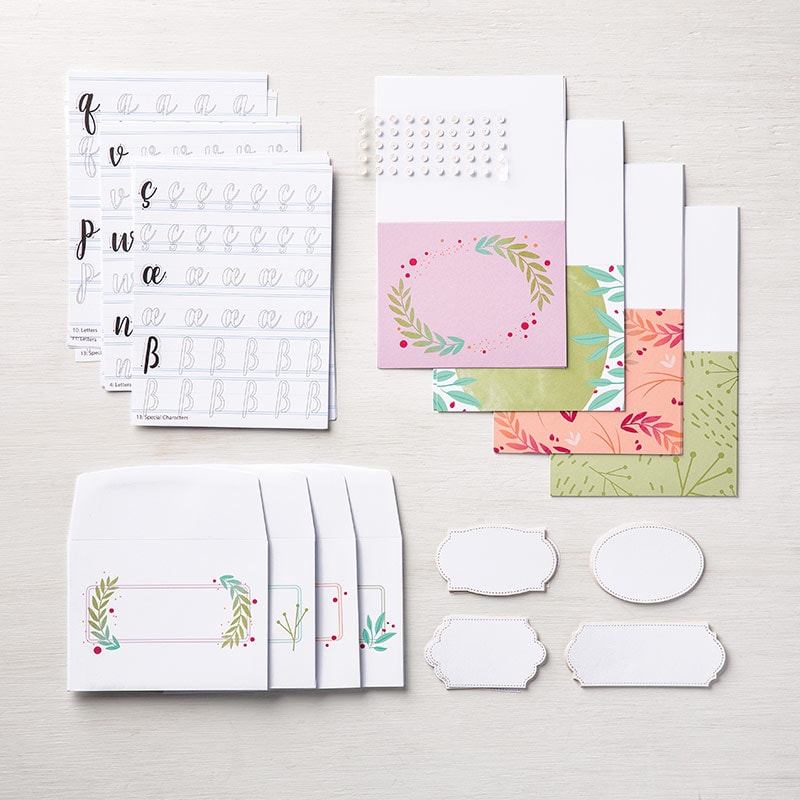 Calligraphy Essentials Project Kit by Stampin' Up! makes 16 cards. #stampcandy