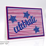 Stampin' Up! Celebrate You Thinlits and 2018-2019 in colors Bluberry Bushel & Lovely Lipstick make up this Patriotic card by Judy Newsome for Stamp Candy