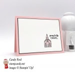 Sweet and Simple wedding card made using the chapel from the Stampin' Up! In the City hostess stamp set made by Stamp Candy
