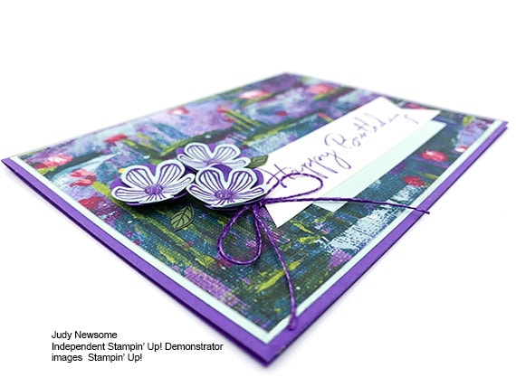 Stampin' Up! Sale-A-Bration Lily Impressions Small Blossom Punch Happy Birthday card by Judy Newsome for Stamp Candy