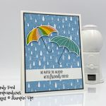 Stampin' Up! Under My Umbrella stamp set, Umbrella Builder Punch, Pleased As Punch Designer Series Paper, card made by Candy Ford #stampcandy