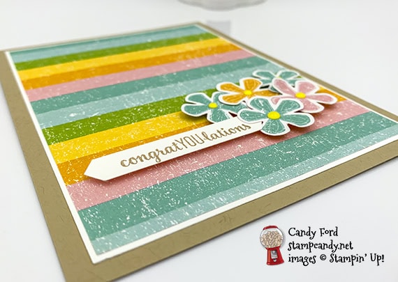 Stampin' Up! Small Bloom Punch, Pleased as Punch DSP, congratulations card by Candy Ford #stampcandy