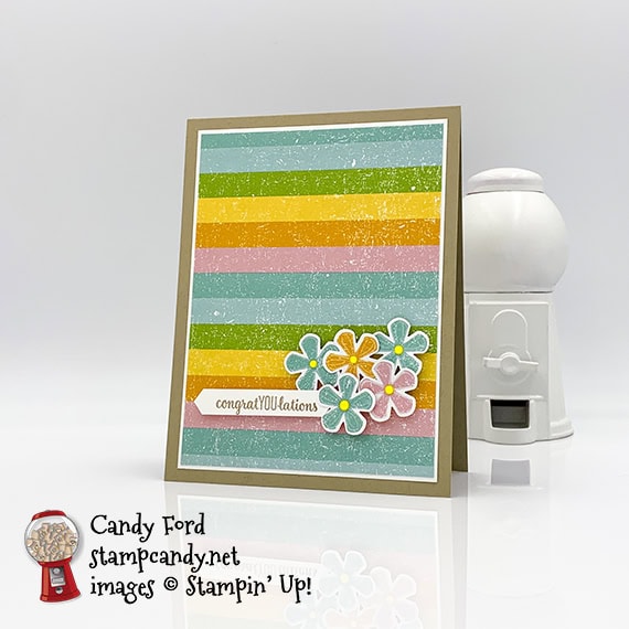 Stampin' Up! Small Bloom Punch, Pleased as Punch DSP, congratulations card by Candy Ford #stampcandy