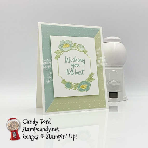 Stampin' Up! Tags In Bloom stamp set, So Very Vellum Specialty Designer Series Paper, Tulle Ribbon. card made by Candy Ford #stampcandy