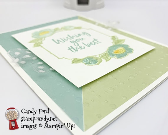 Stampin' Up! Tags In Bloom stamp set, So Very Vellum Specialty Designer Series Paper, Tulle Ribbon. card made by Candy Ford #stampcandy
