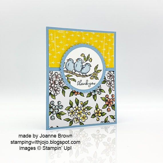 Stampin' Up! Bird Ballad thank you card made by Joanne Brown