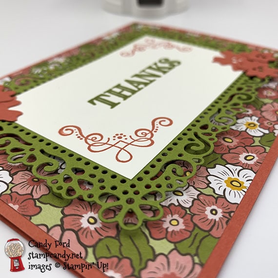 Stampin' Up! Ornate Garden Suite, thank you card by Candy Ford #stampcandy