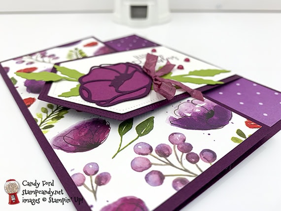 Stampin' Up! Peaceful Poppies, Painted Poppies, Poppy Moments Dies, happy birthday card by Candy Ford #stampcandy