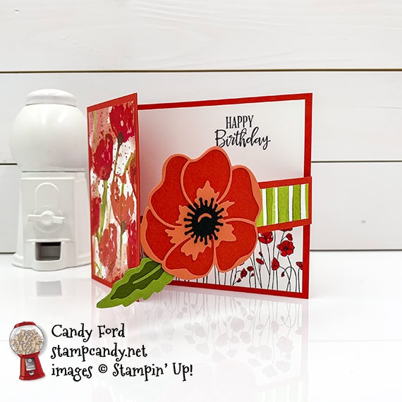 Stampin' Up! Peaceful Poppies, Peaceful Moments, Painted Poppies, Poppy Moments Dies happy birthday card, #stampcandy