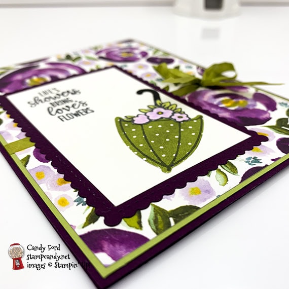 Stampin" Up! under My Umbrella bundle and stamp set, Umbrella Builder Punch, card made by Candy Ford #stampcandy