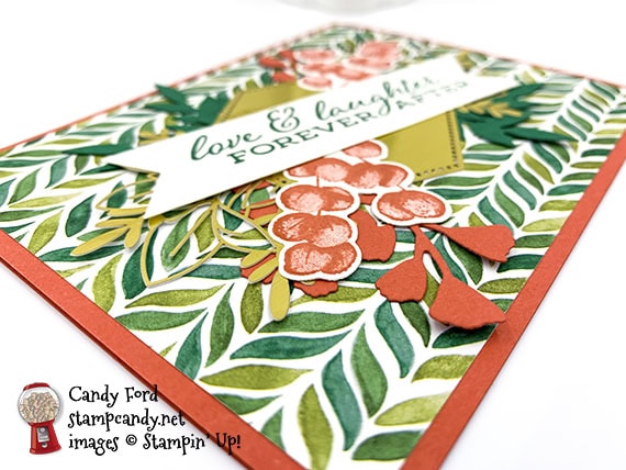 Forever Greenery Bundle, Forever Fern stamp set, Forever Flourishing Dies, Forever Greenery Designer Series Paper, Forever Gold Laser-cut Specialty Paper, Banner Triple Punch, Stampin' Up Candy Ford #stampcandy
