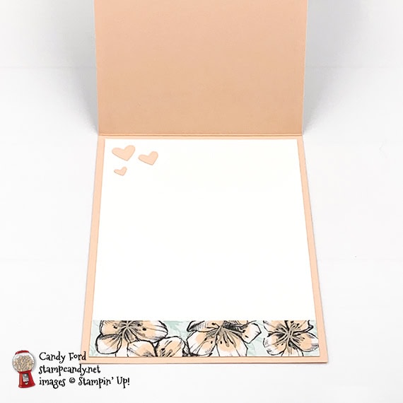 Stampin' Up! Forever Blossoms stamp set, Detailed Hearts Die, Parisian Flourish 3D Embossing Folder, Story Label Punch, wedding card by Candy Ford #stampcandy