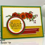 Stampin' Up! watercolor Bloom and Grow stamp set, Circle Punches, Layering Circles Dies, thank you card made by Candy Ford #stampcandy