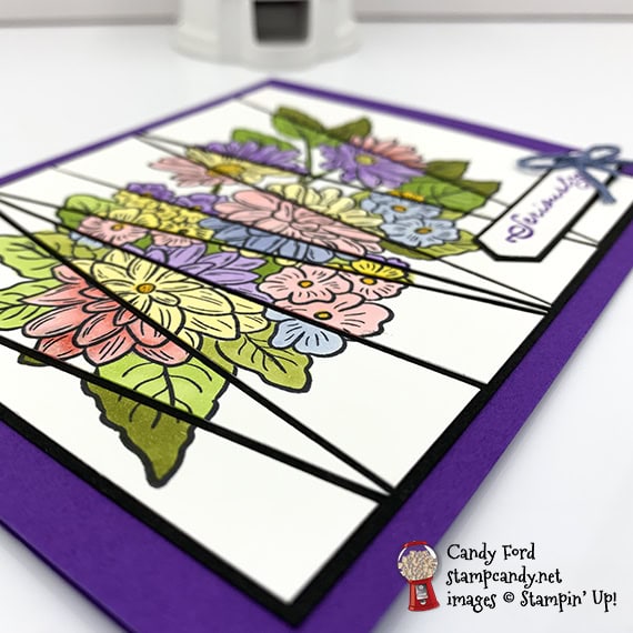 Scrappy Strip Technique, Stampin' Up! Ornate Thanks and Ornate Style stamp sets, Lovely Labels Pick a Punch, thank you card by Candy Ford #stampcandy #handmadecards