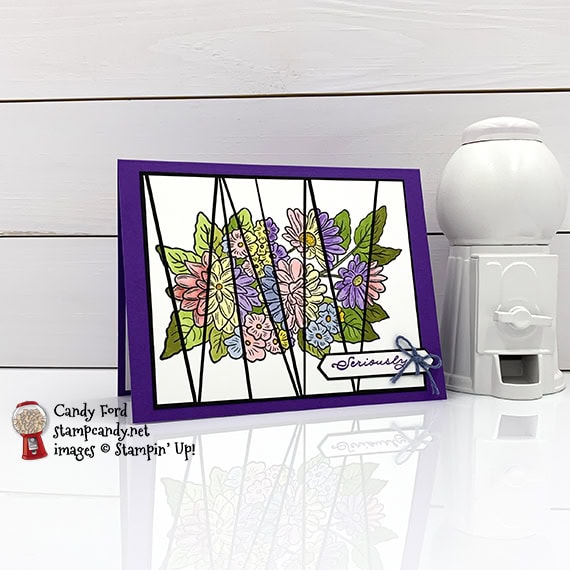 Scrappy Strip Technique, Stampin' Up! Ornate Thanks and Ornate Style stamp sets, Lovely Labels Pick a Punch, thank you card by Candy Ford #stampcandy #handmadecards