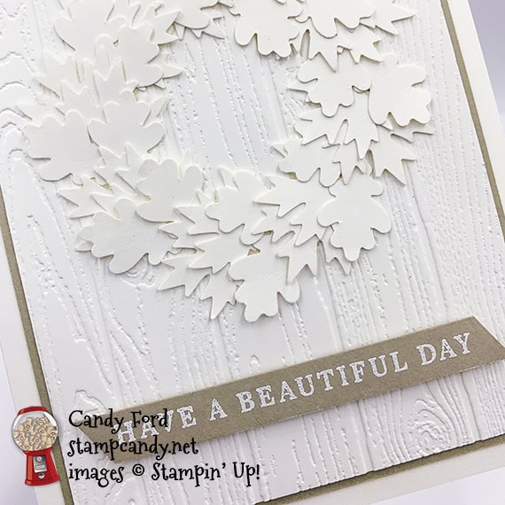 Beautiful Autumn stamp set, Autumn Punch Pack, Pinewood Planks 3D Embossing Folder, card by Candy Ford #stampcandy #stampinup #handmadecards #icsbloghop