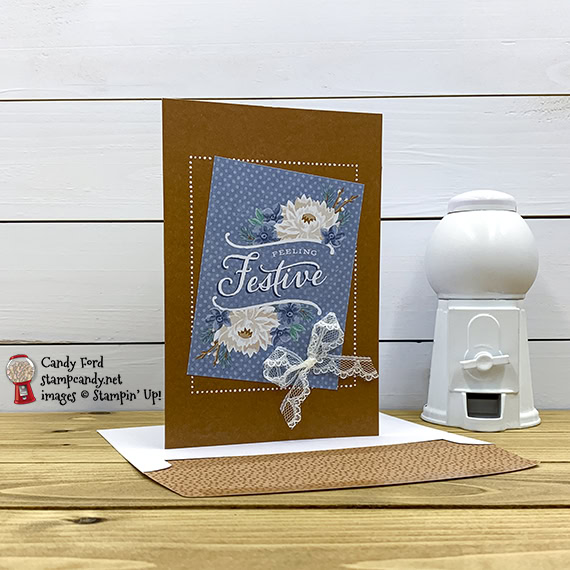 Flowers for Every Season Cards & Envelopes and Card Pack, Scalloped Lace Trim, Feeling Festive card #stampcandy #handmadecards #stampinup #memoriesandmore