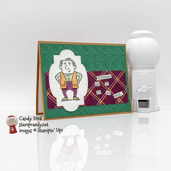 Senior Years stamp set, Stitched So Sweetly Dies, Plaid Tidings Designer Series Paper, Absolutely Argyle 3D Embossing Folder, Tiny Treat Boxes, OSAT Blog Hop 08-2020, card and box by Candy Ford #stampcandy #stampinup #handmadecards #osatbloghop