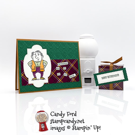 Senior Years stamp set, Stitched So Sweetly Dies, Plaid Tidings Designer Series Paper, Absolutely Argyle 3D Embossing Folder, Tiny Treat Boxes, OSAT Blog Hop 08-2020, card and box by Candy Ford #stampcandy #stampinup #handmadecards #osatbloghop