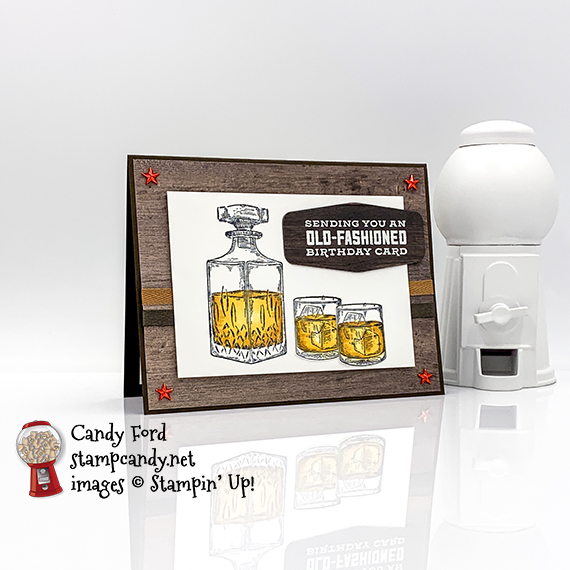 Whiskey Business stamp set, Tasteful Labels Dies, masculine birthday card by Candy Ford #stampcandy #stampinup #handmadecards #birthdaycards #birthday
