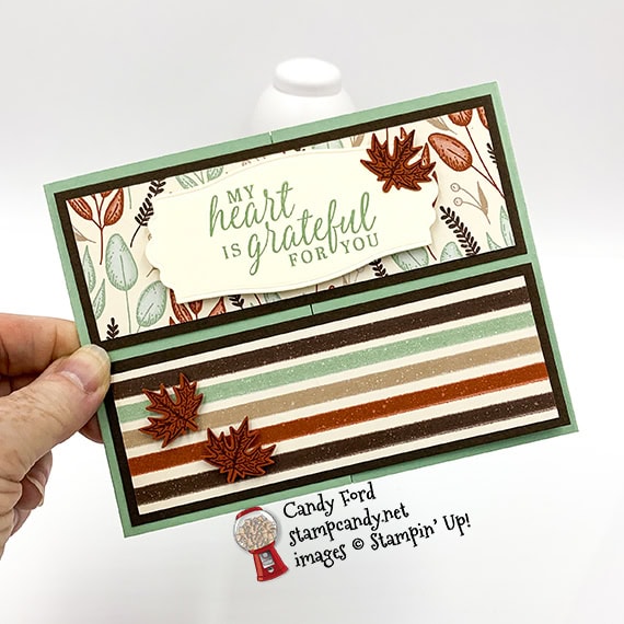 Beautiful Autumn Bundle (Beautiful Autumn stamp set and Autumn Punch Pack,) Snow Time Dies, Gilded Autumn Designer Series Paper, gate fold, fun fold, fancy fold #stampcandy #stampinup #handmadecards