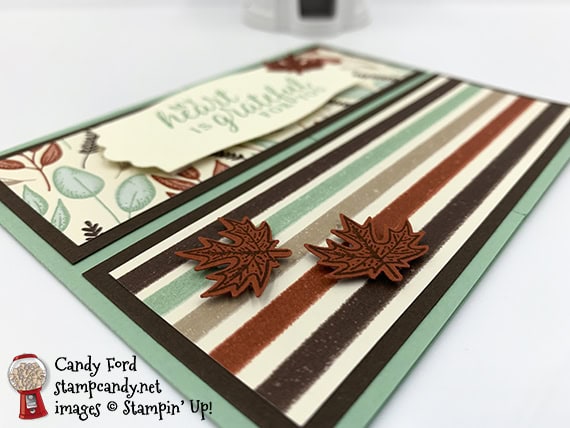 Beautiful Autumn Bundle (Beautiful Autumn stamp set and Autumn Punch Pack,) Snow Time Dies, Gilded Autumn Designer Series Paper, gate fold, fun fold, fancy fold #stampcandy #stampinup #handmadecards