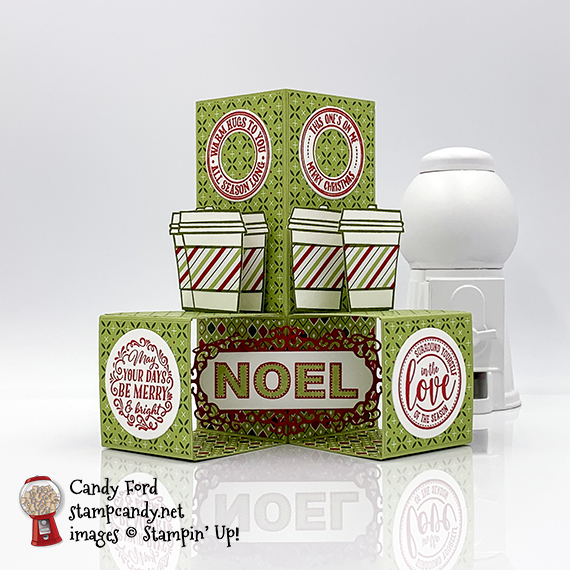 Triple Cube Card made with the Heartwarming Hugs Suite Collection, Press On stamp set, Ornate Frames Dies, and Layering Circles Dies #stampcandy #handmadecards #triplecubecards #stampinup #christmas #christmascards