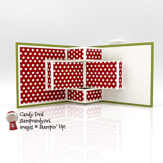 Trimming the Town 3D Pup Up Card #stampcandy #funfolds #fancyfolds #handmadecards #stampinup