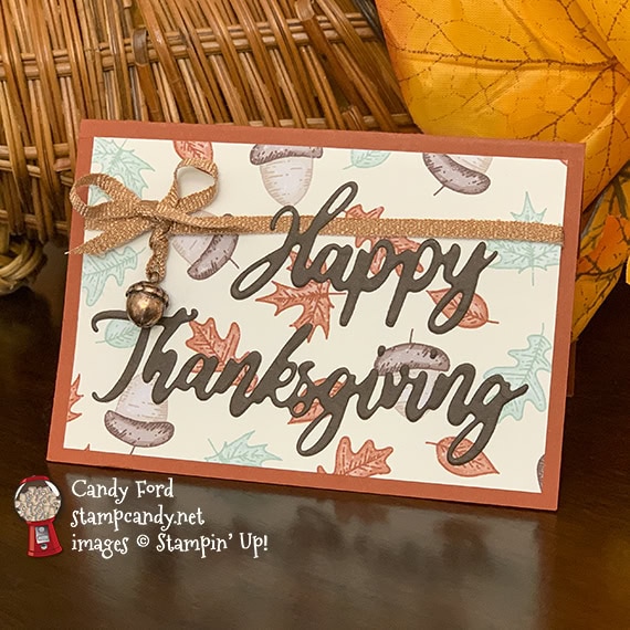 Gilded Autumn Word Wishes Happy Thanksgiving place card stampcandy a