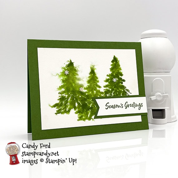 In the Pines watercolor card #stampcandy